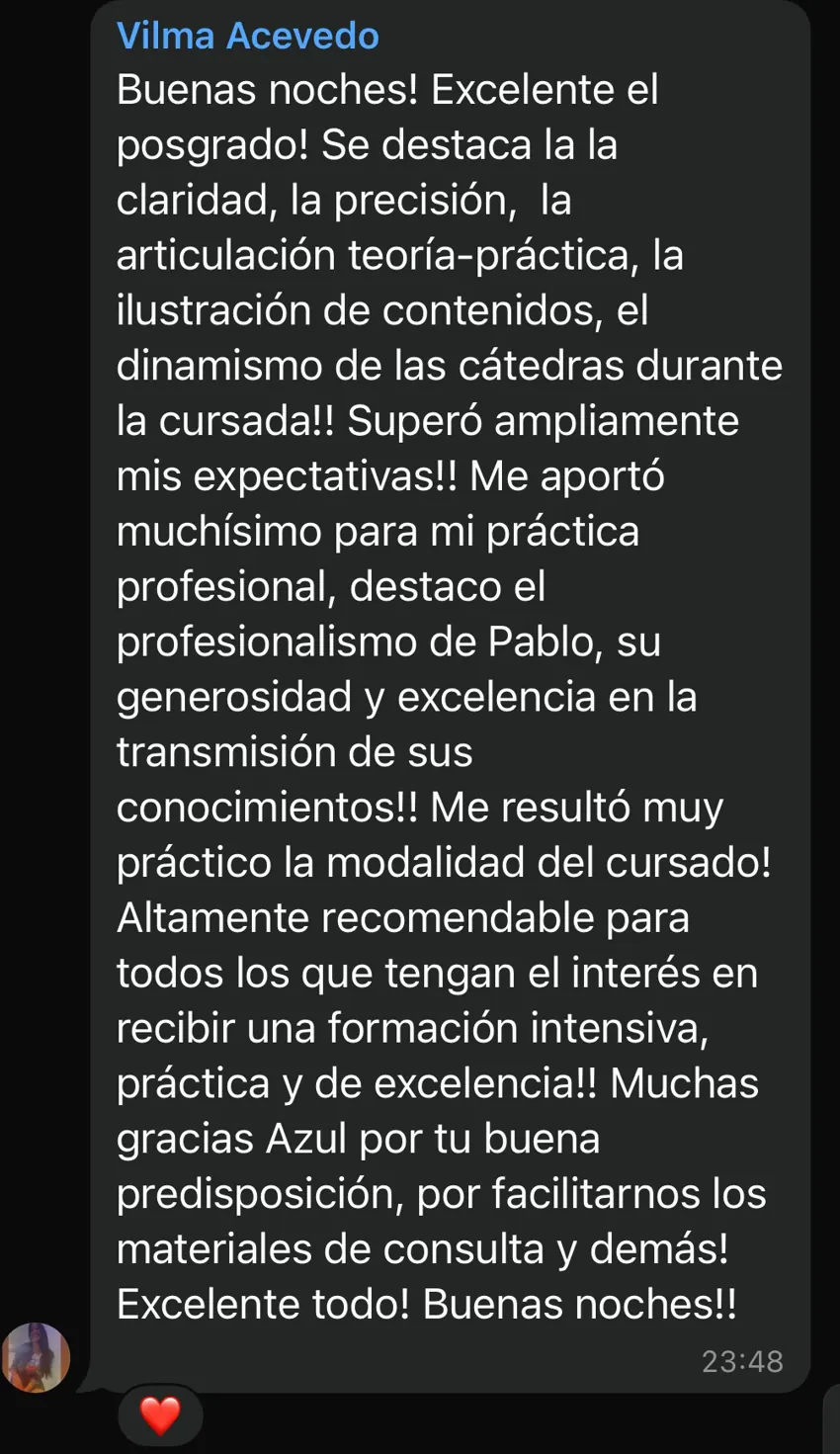 Reseña de una alumna del posgrado