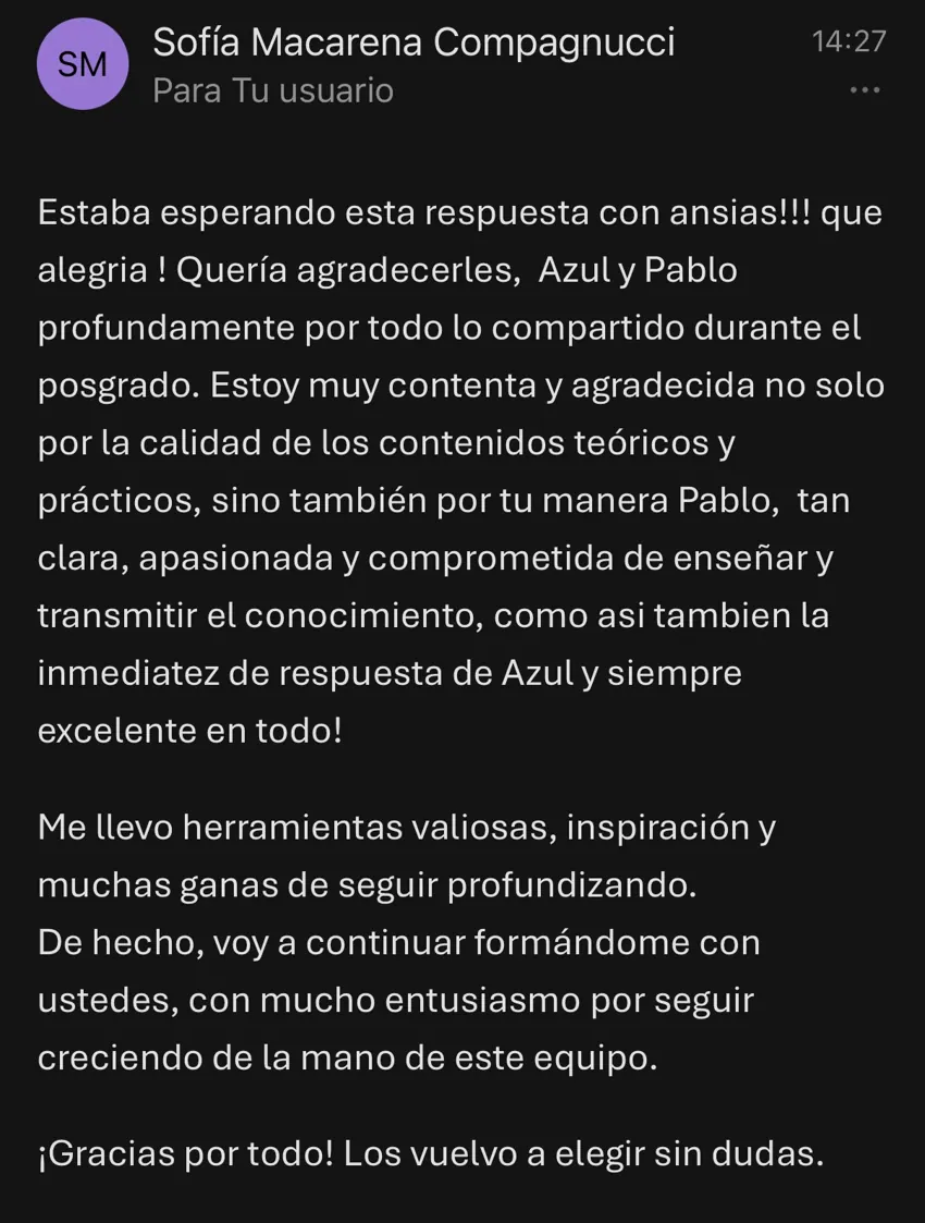 Reseña de una alumna del posgrado