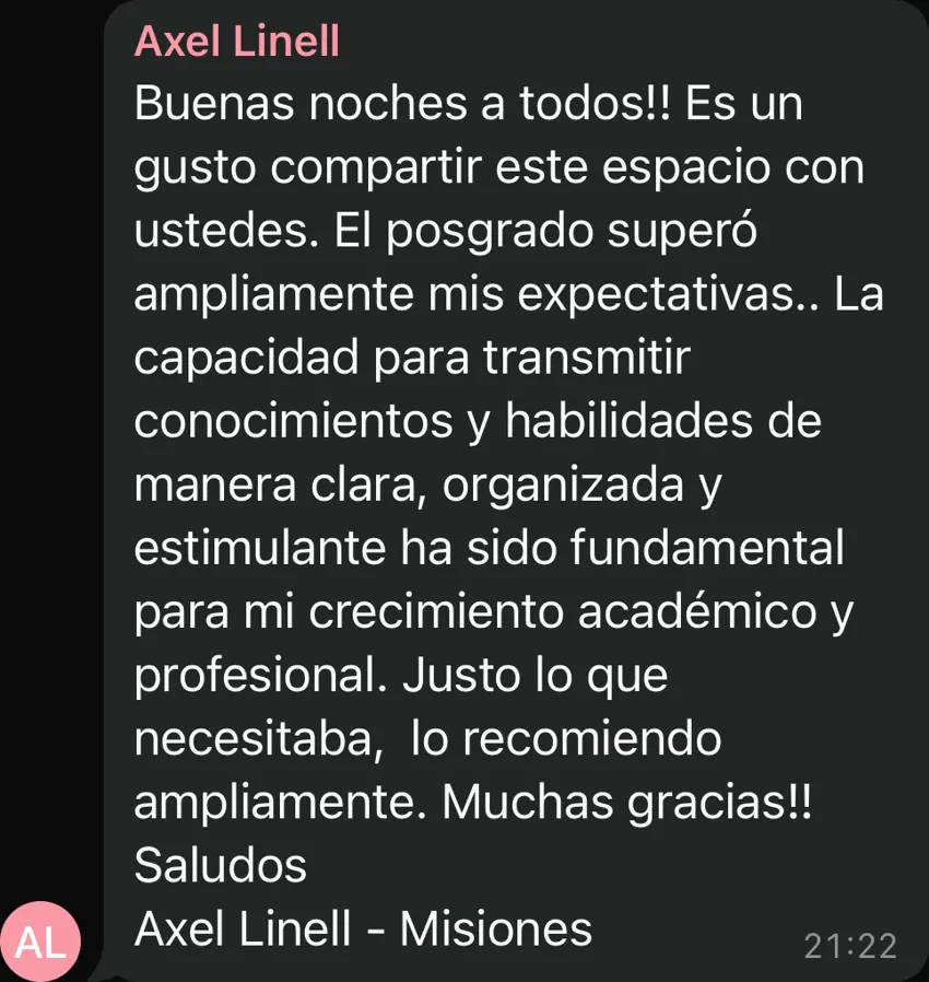 Reseña de una alumna del posgrado