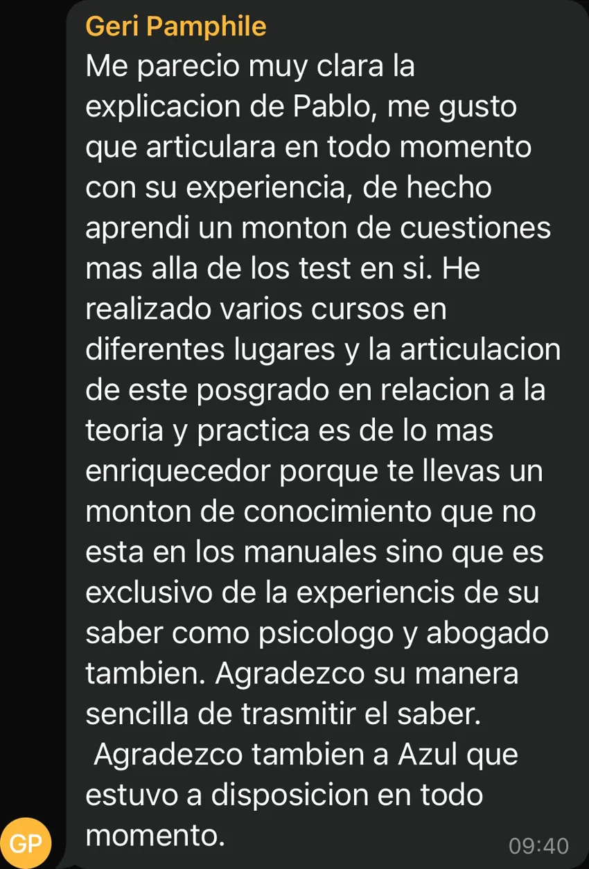 Reseña de una alumna del posgrado