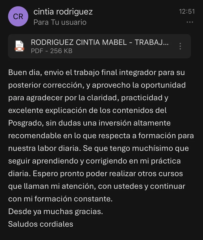 Reseña de una alumna del posgrado