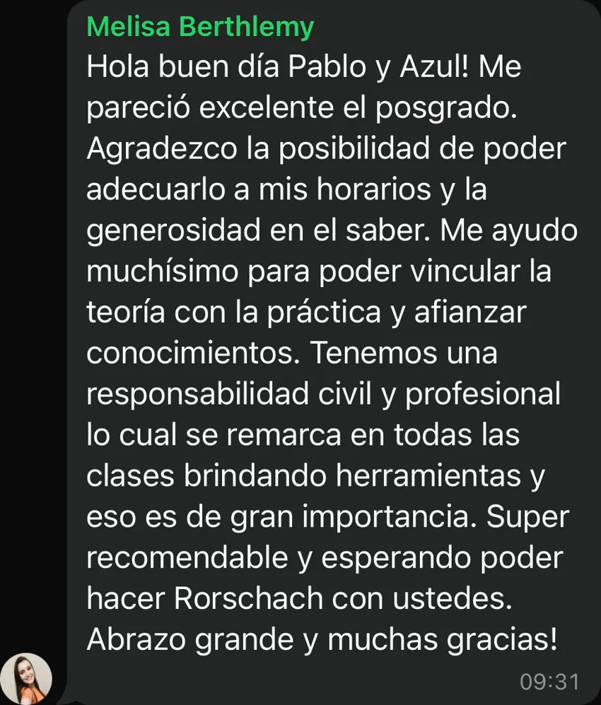 Reseña de una alumna del posgrado