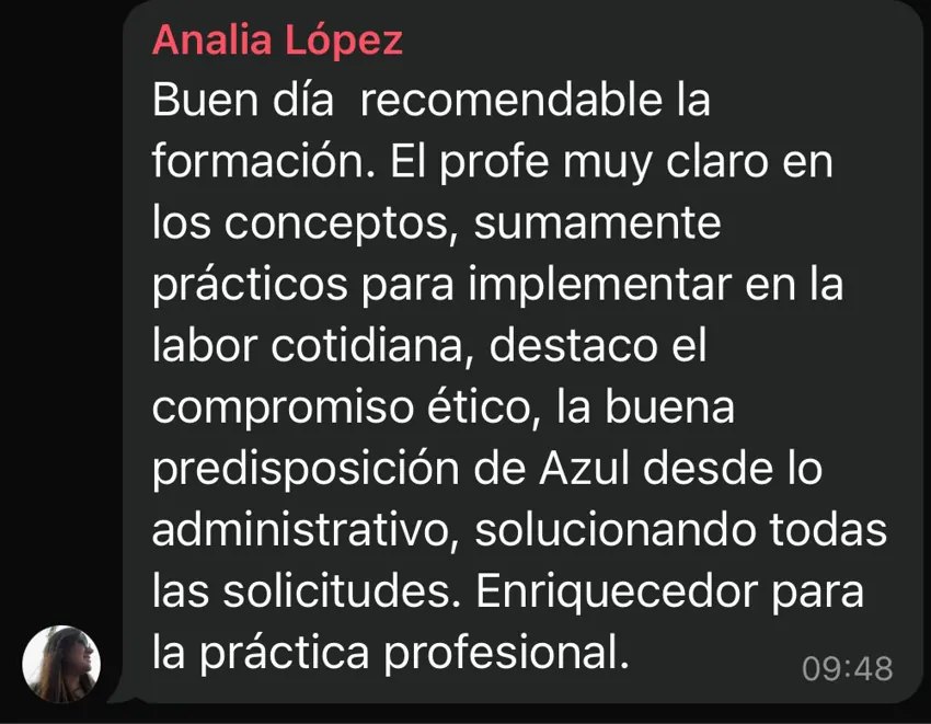 Reseña de una alumna del posgrado