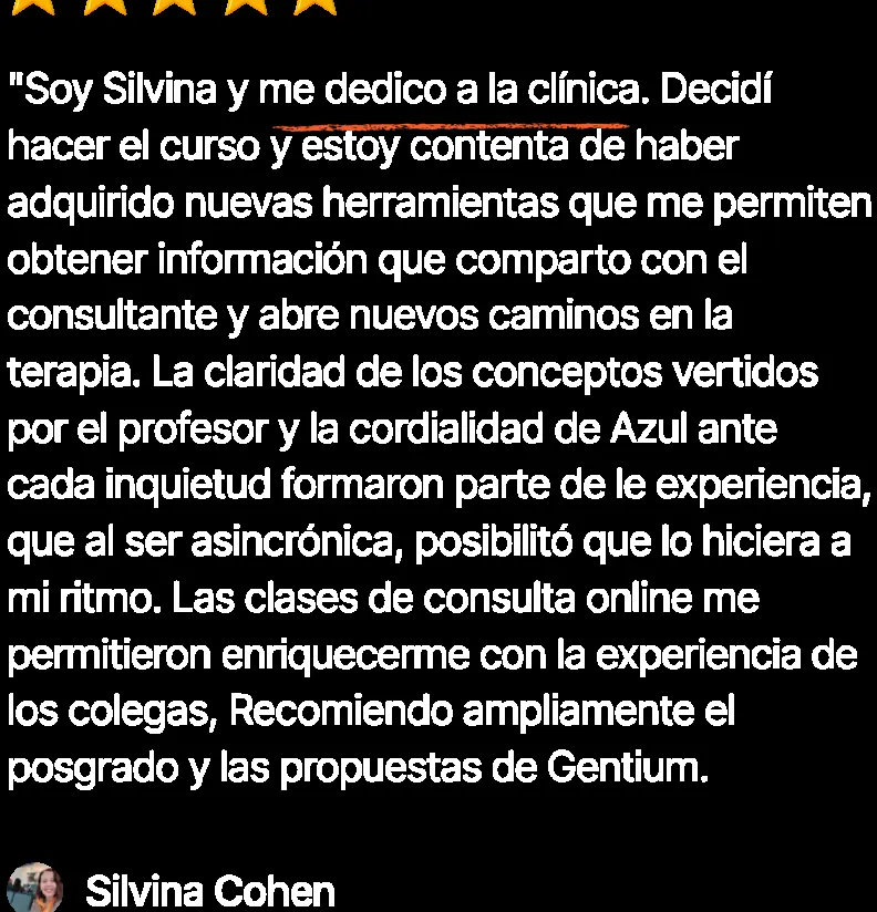 Reseña de una colega que se dedica a la clínica