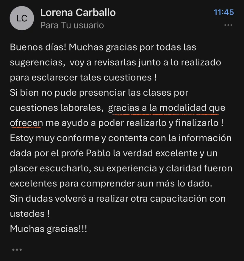 Reseña de una colega que pudo cursar gracias a la modalidad asincrónica